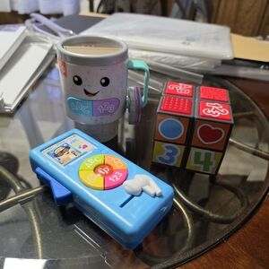 Fisher-Price Blue Interactive Learning Phone with Colorful Blocks & Cup